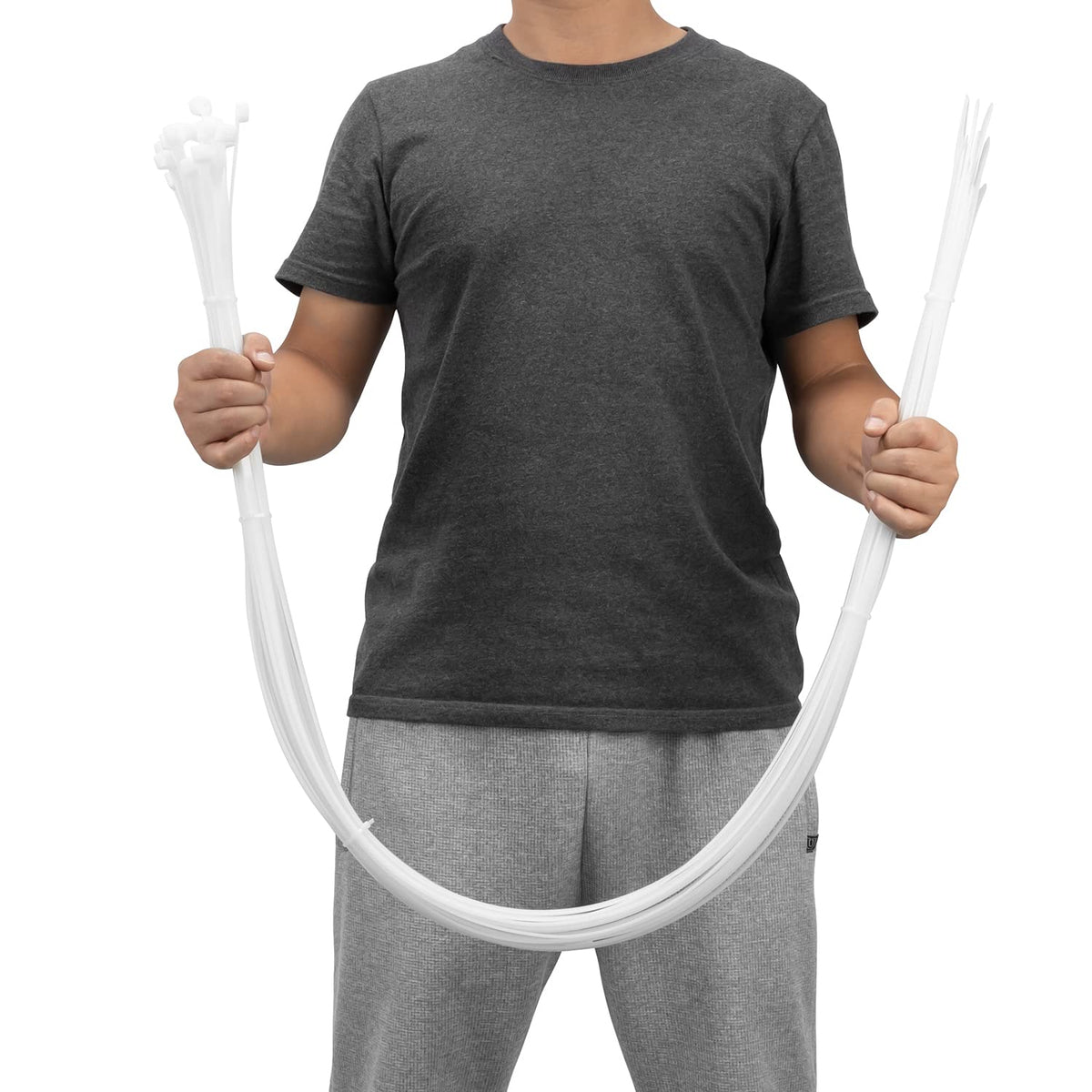XINGO 60-inch white zip tie for versatile cable management and secure bundling
