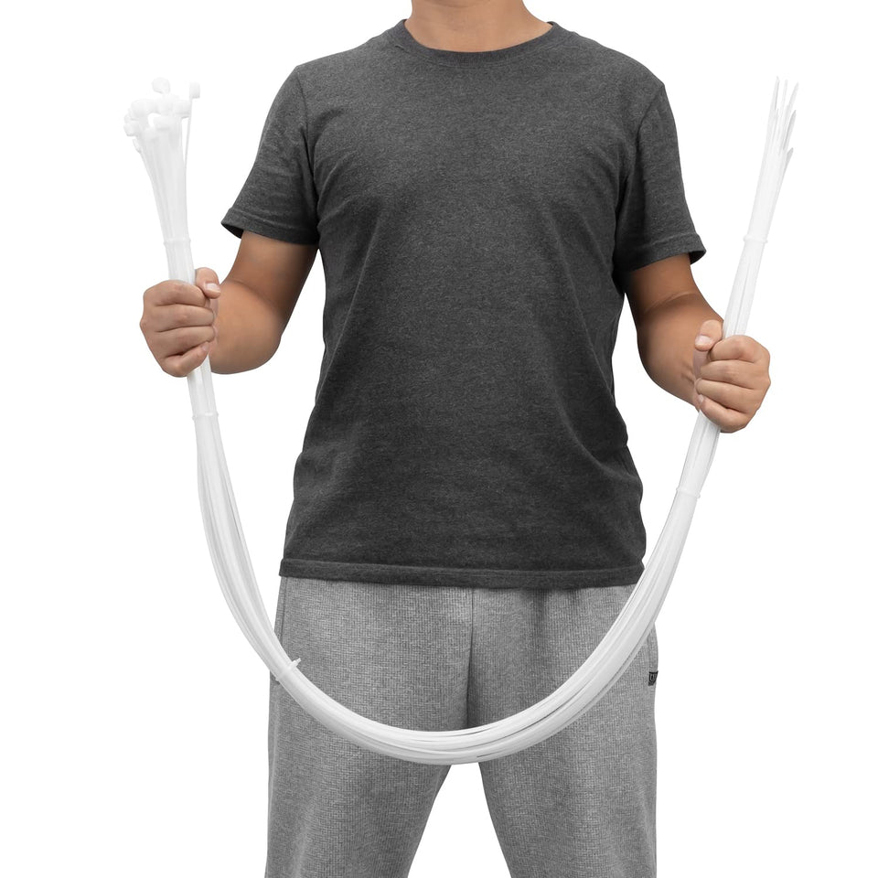 XINGO 60-inch white zip tie for versatile cable management and secure bundling