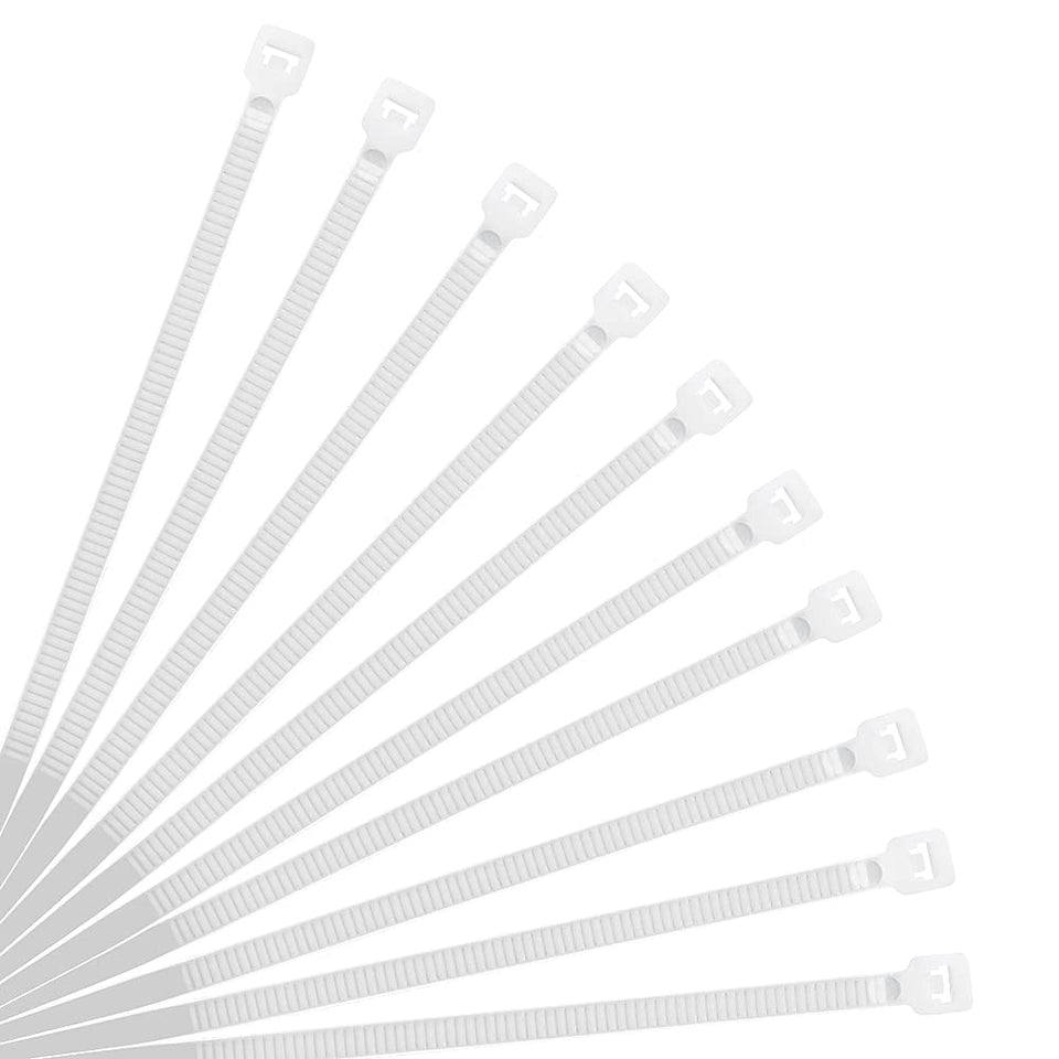 XINGO 8-inch white cable zip ties for reliable organization.