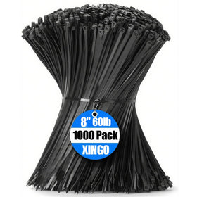 XINGO black zip tie 8-inch for secure cable management indoors or outdoors