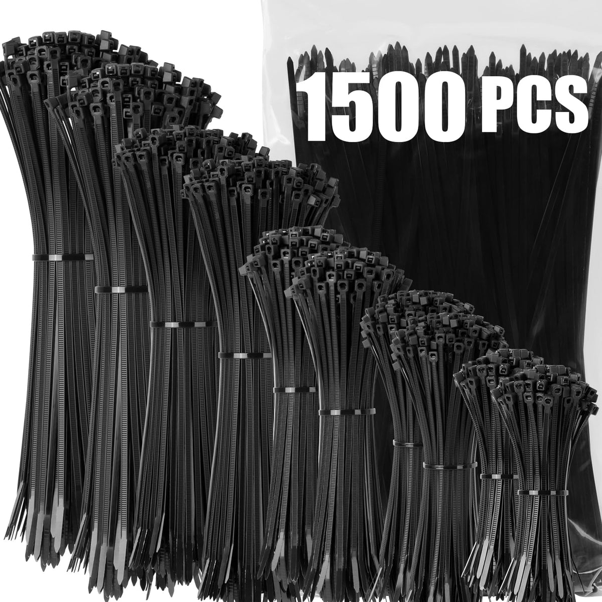 XINGO black zip ties 4-inch for clean cable organization at home or office.