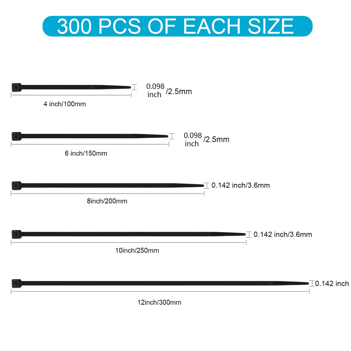 XINGO black zip ties 6-inch ideal for securing cords in workshop.