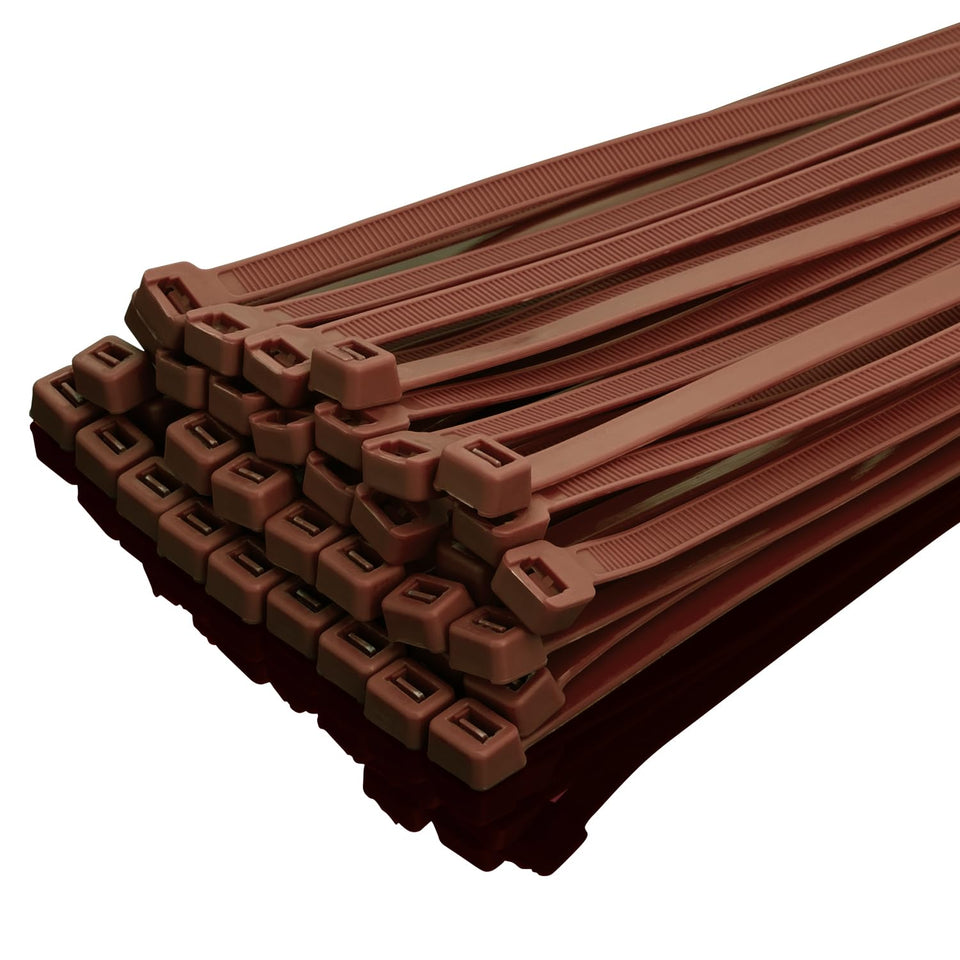 XINGO brown zip ties pack of 100 for versatile organization indoors or outdoors