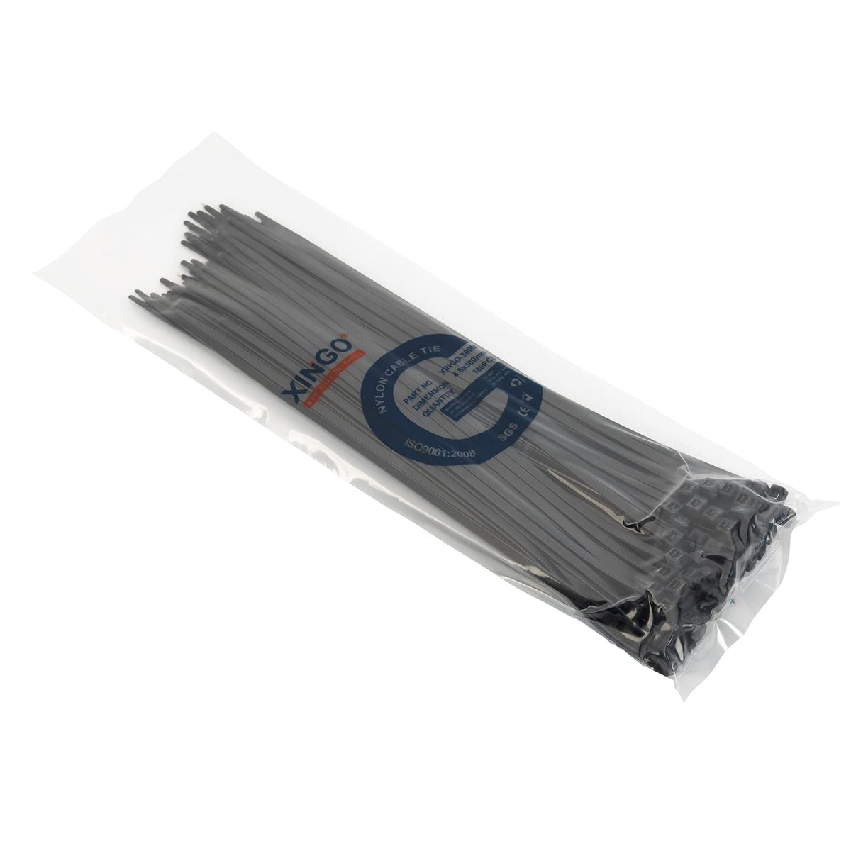 XINGO cable tie wrapped around bundles for tidy cable management.