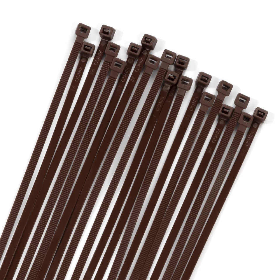 XINGO 16-inch brown cable ties securely bind cables for sturdy management.