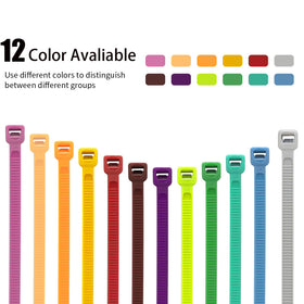 XINGO multicolor zip ties spread to show color variety for easy visual sorting