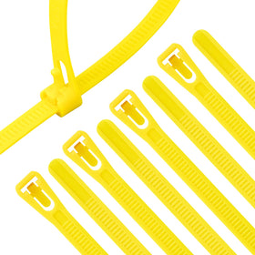 XINGO front packaging showing 100 pack and bright yellow ties, easy inventory