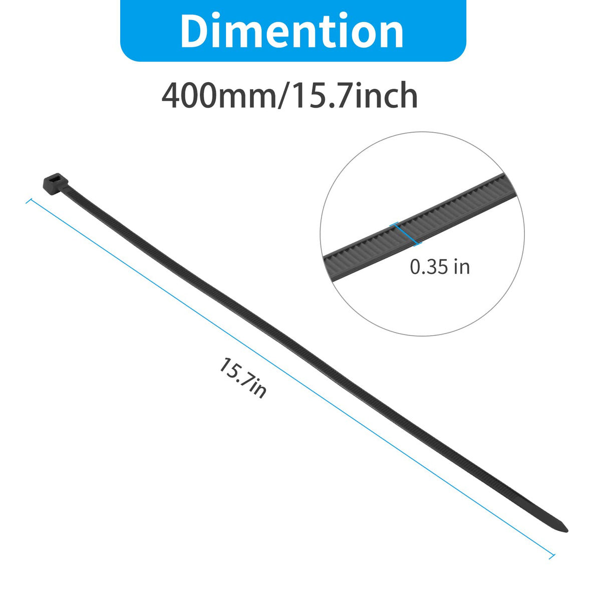 XINGO heavy-duty zip tie shown with 200 pounds tensile strength for sturdy binding
