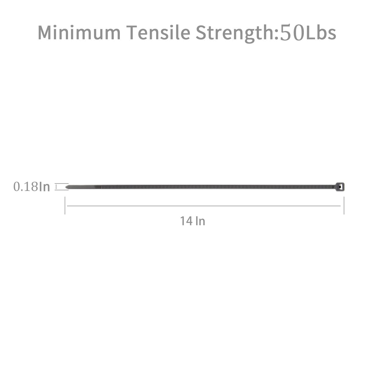 XINGO heavy-duty zip ties show 50 lb tensile strength for durable outdoor projects.