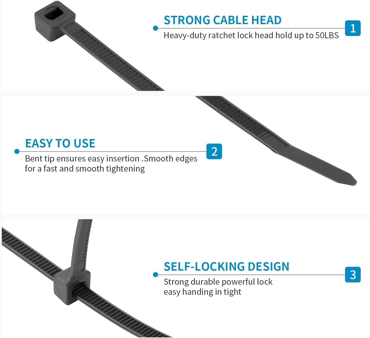 XINGO zip ties suitable for indoor and outdoor use