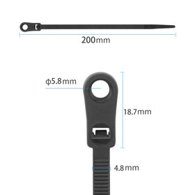XINGO screw-hole zip tie showing mounting eyelet for extra security
