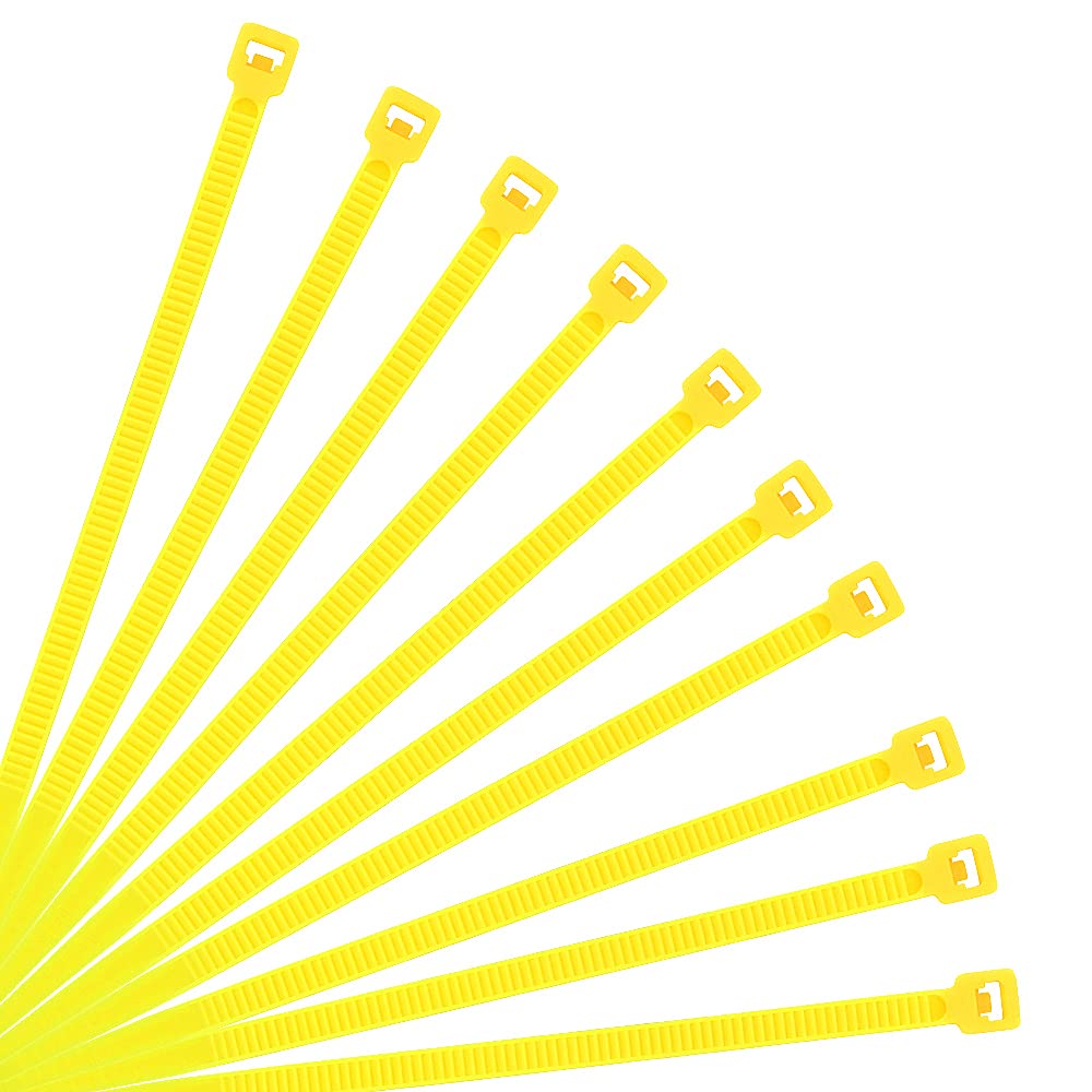 XINGO nylon cable ties, 12 inch, 40 lbs, yellow, ideal for cable organization.
