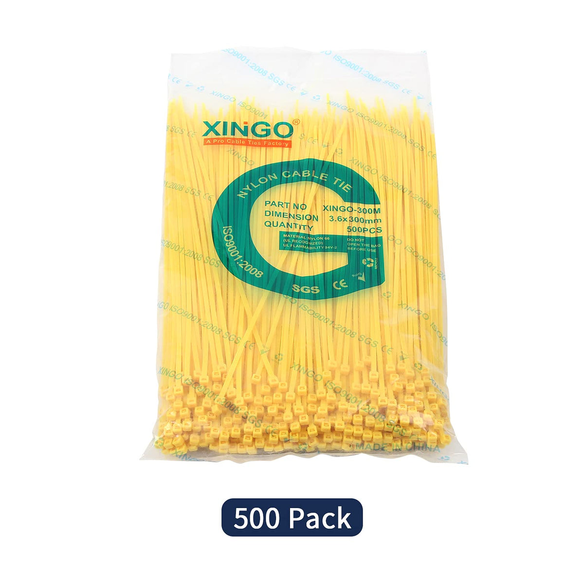 XINGO self-locking ties closeup, durable nylon for secure fastening.