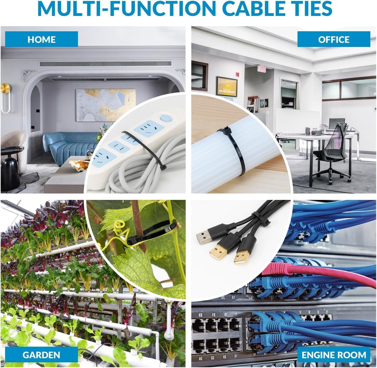 XINGO outdoor-ready zip ties for weather-resistant outdoor projects.