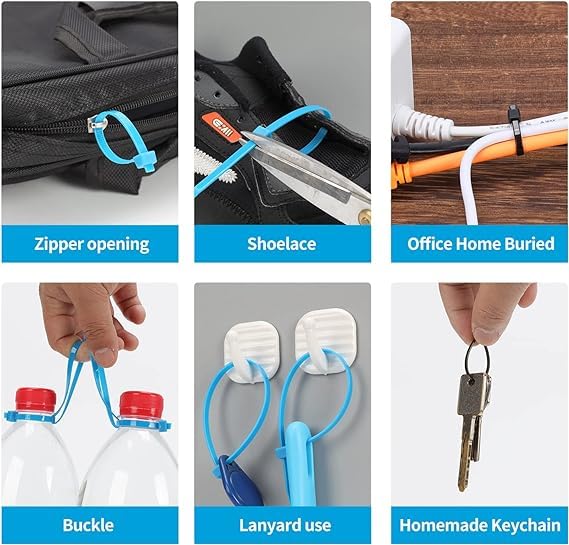 XINGO packaging zip-ties shown with product bundles for shipping and storage.