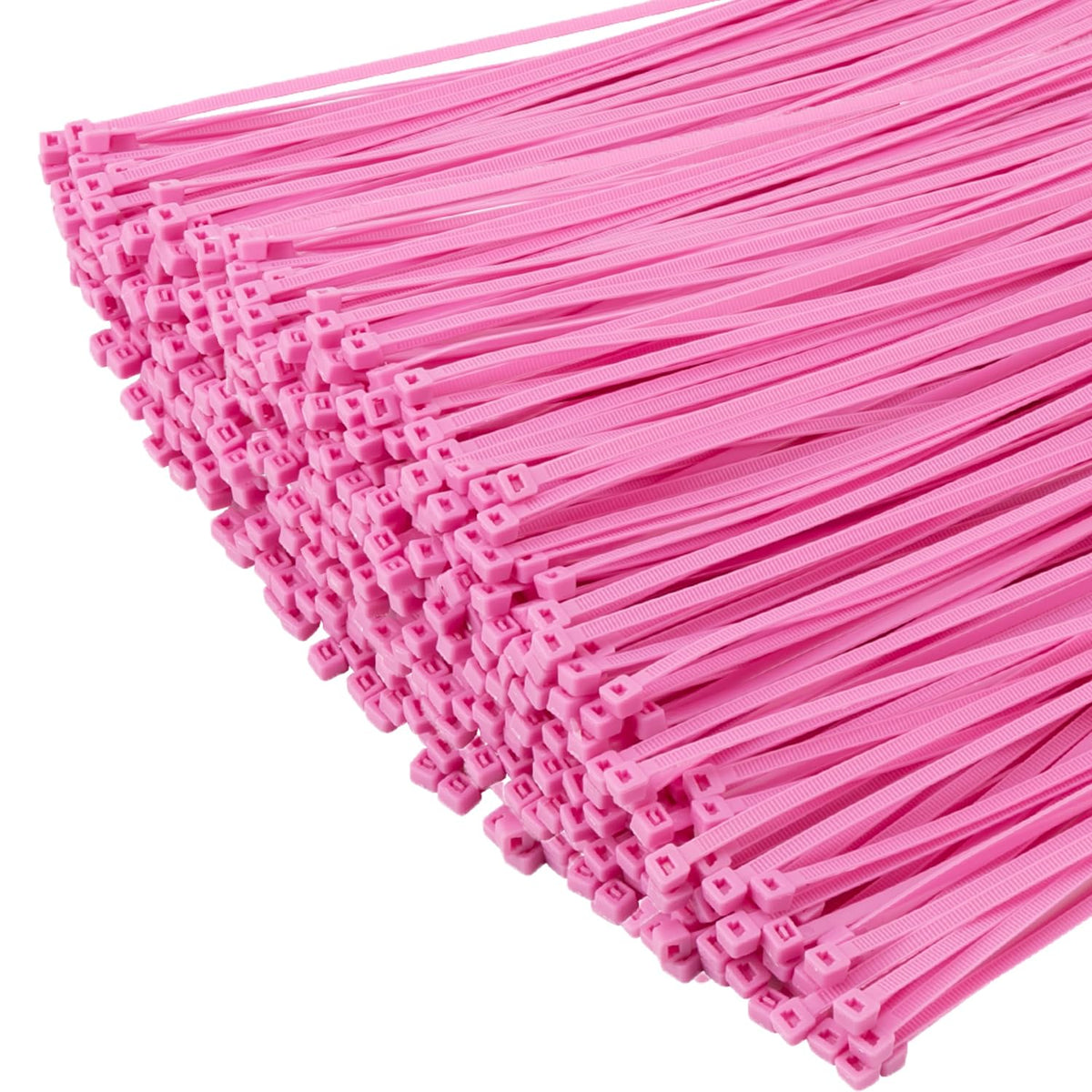 XINGO pink zip-tie close-up showcases durable self-locking mechanism for quick cable binding.