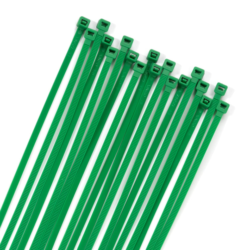 XINGO self-locking cable ties, 16 inch, green, for quick, secure bundling.