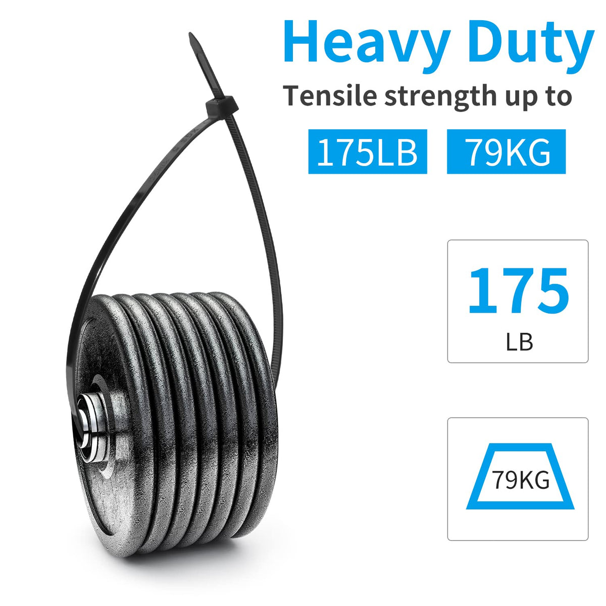 XINGO self-locking zip-tie mechanism close-up—secure hold with anti-return design.