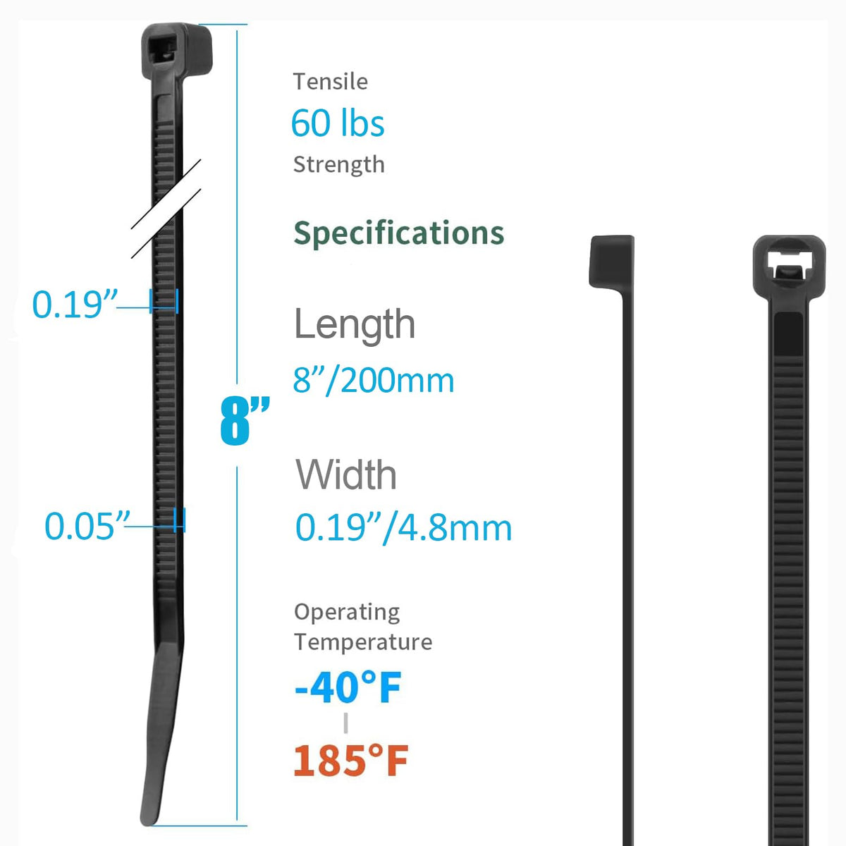 XINGO white zip ties 8 inch coiled for easy use