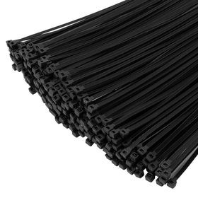 XINGO zip ties 12in black close-up showing strong self-locking mechanism.