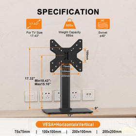 XINLEI tabletop TV stand for 17-43 inch TVs with adjustable height