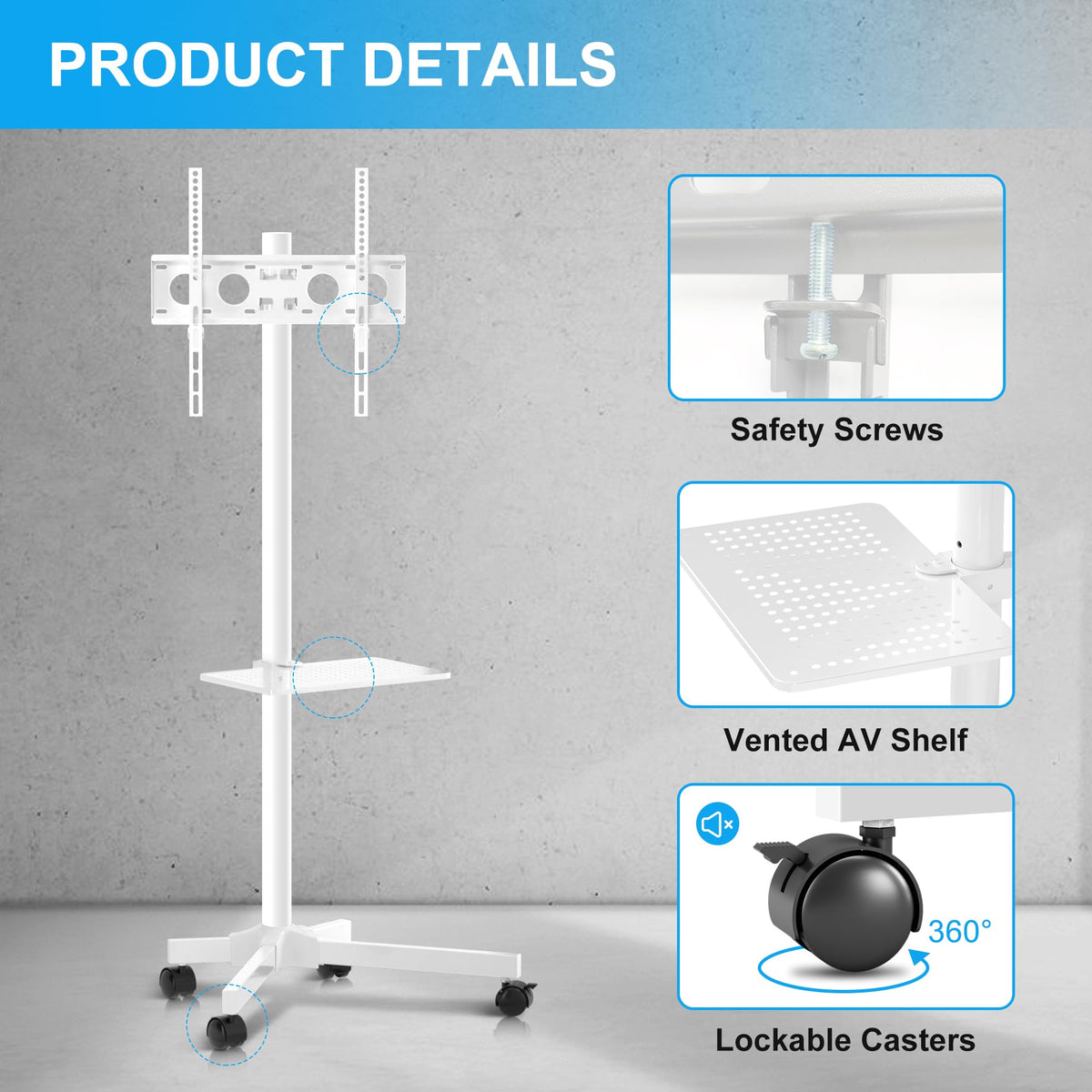 XINLEI mounted curved TV on cart demonstrating universal fit