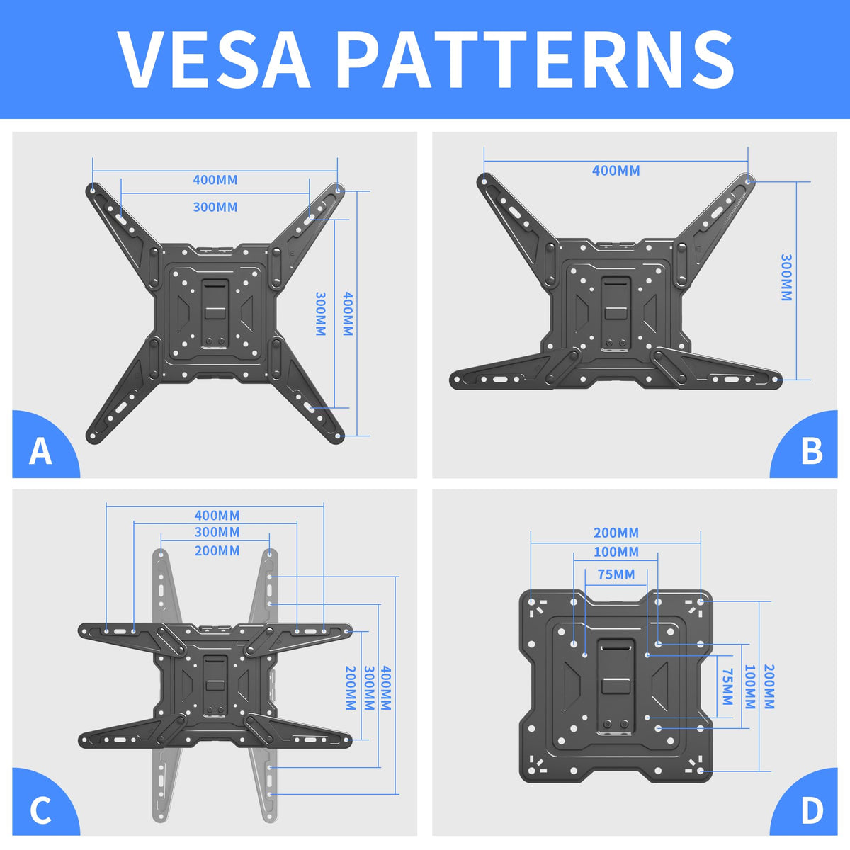 XINLEI heavy-duty wall mount supports up to 77 lbs for larger TVs.