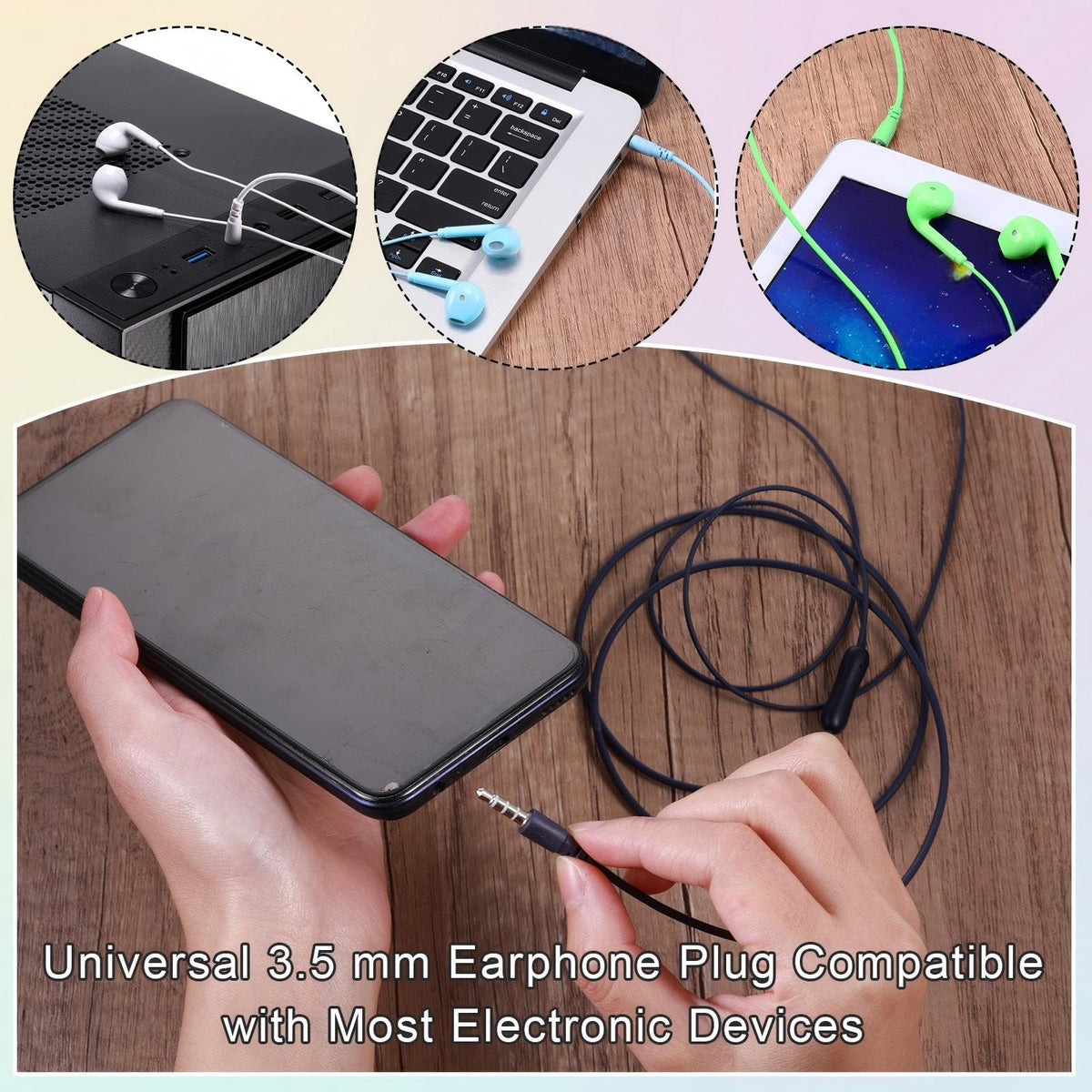 Xinnun universal 3.5mm plug earphones compatible with many devices.