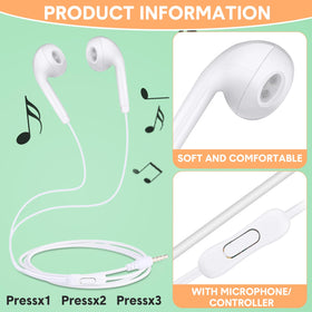 Xinnun white in-ear earbuds offer comfortable wear for long study sessions