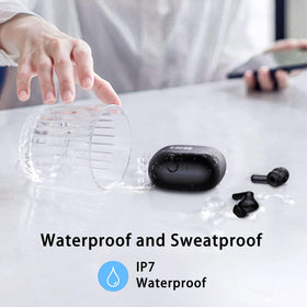 xinwld A97 wireless earbuds ergonomic design for comfortable wear during workouts.