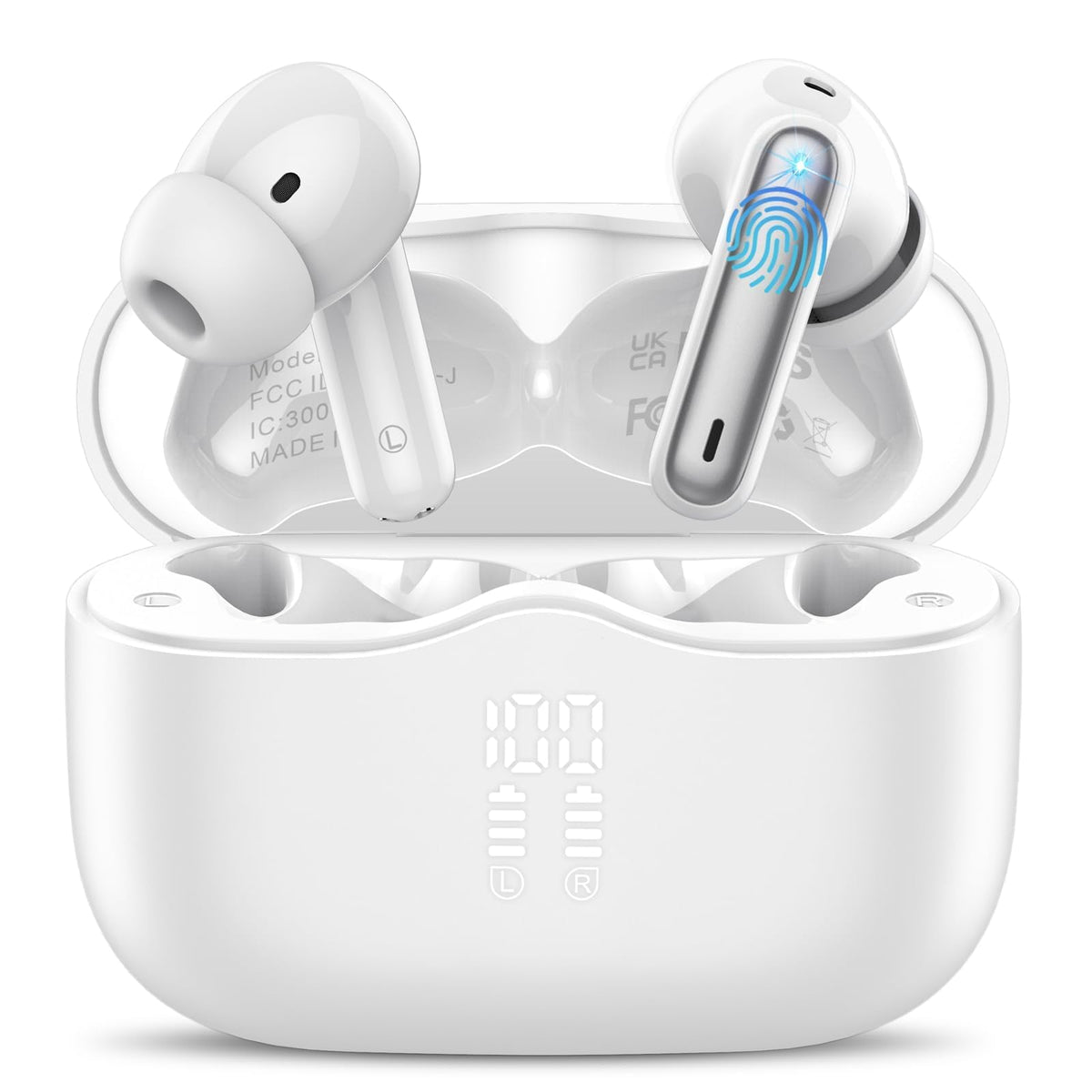 Xinwld A97 earbuds LED display showing battery level for quick charging