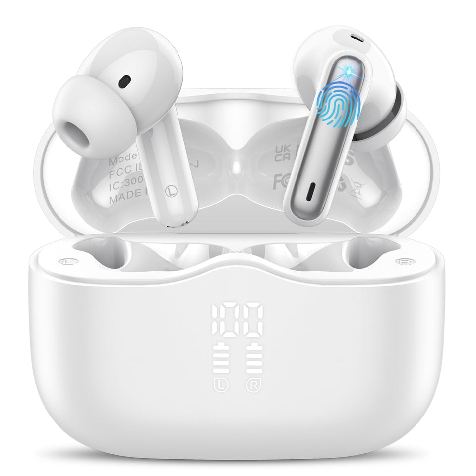 Xinwld A97 earbuds LED display showing battery level for quick charging