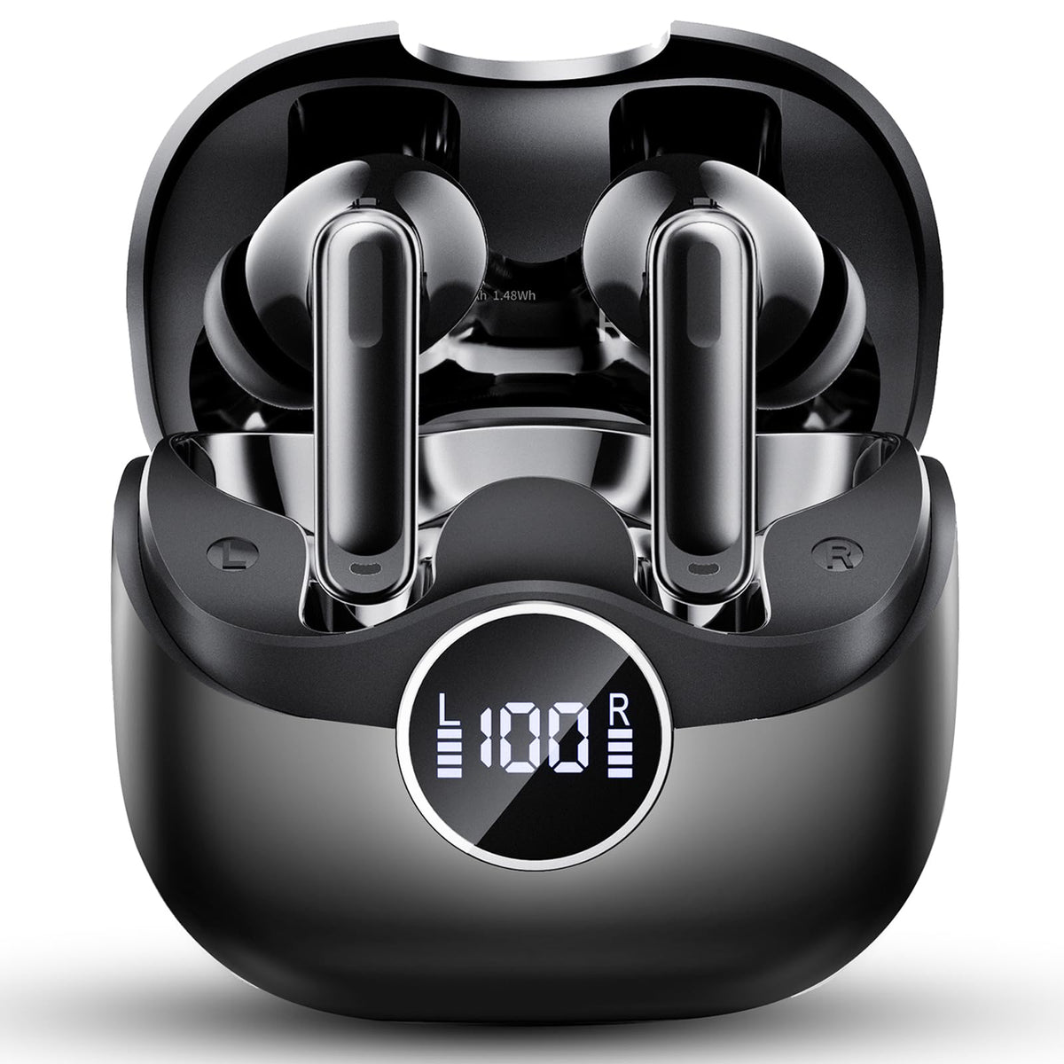 xinwld Air3 Pro front view showing case and earbuds, highlights portability