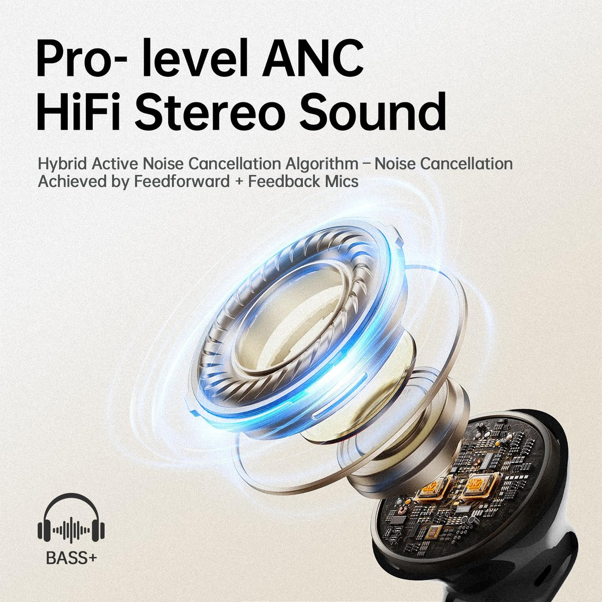 xinwld Air3 Pro charging case LED display close-up, indicates precise battery info