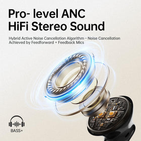 xinwld Air3 Pro charging case LED display close-up, indicates precise battery info