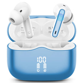 Xinwld wireless earbuds with LED display showing battery levels