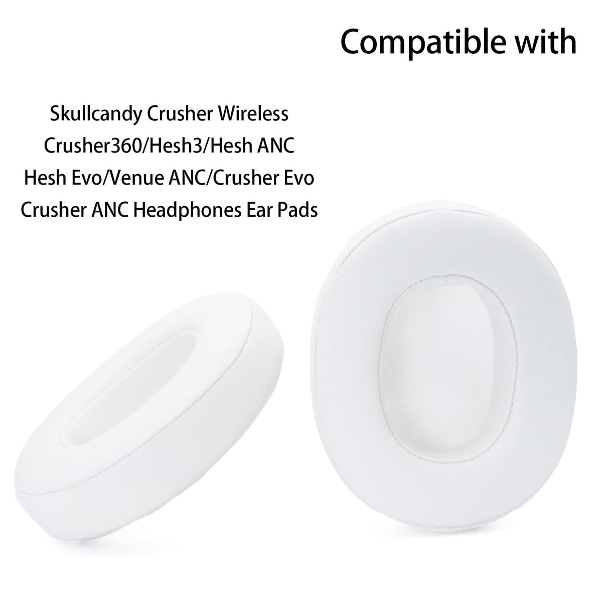Xinyuekj Crusher Evo ear pads white closeup protein leather for premium feel and easy cleaning.