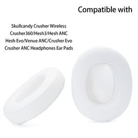 Xinyuekj Crusher Evo ear pads white closeup protein leather for premium feel and easy cleaning.