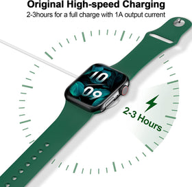 Xiwxi Apple Watch charging dock with magnetic attachment, white, keeps watch aligned.