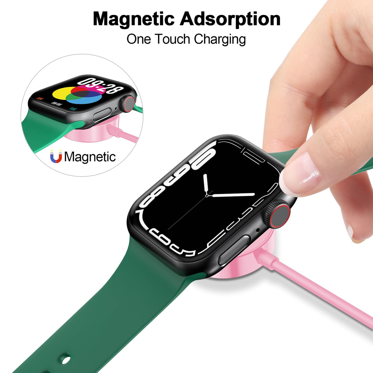 Xiwxi Apple Watch magnetic cable packaging with clear 12-month support