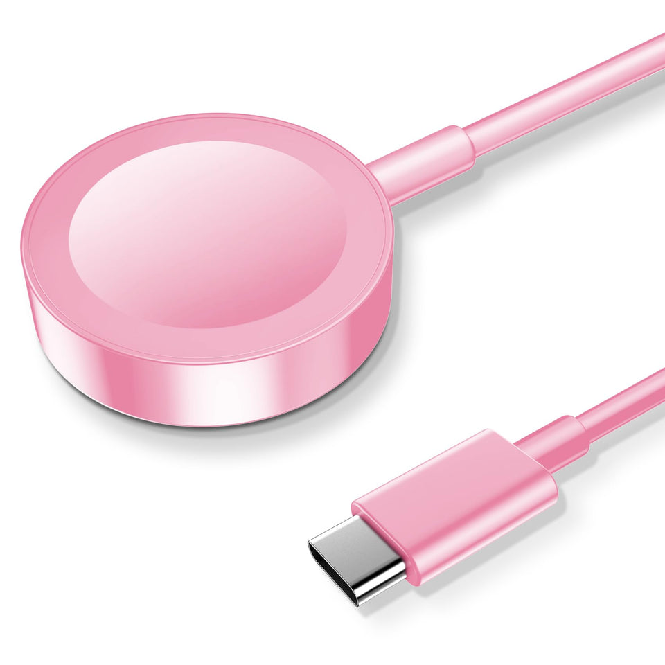 Xiwxi Apple Watch magnetic cable pink closeup showing easy attachment and rapid charging