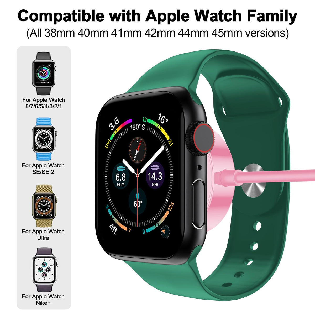 Xiwxi Apple Watch magnetic cable USB-C port detail for versatile charging