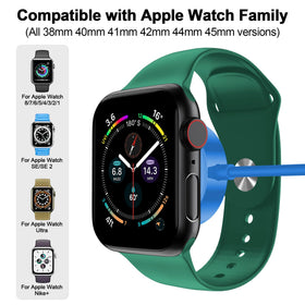 Xiwxi blue magnetic Apple Watch charger showing easy alignment and USB-C compatibility.