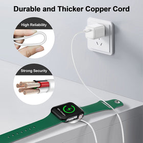 Xiwxi compact travel charging cable for Apple Watch, white, fits small bags.