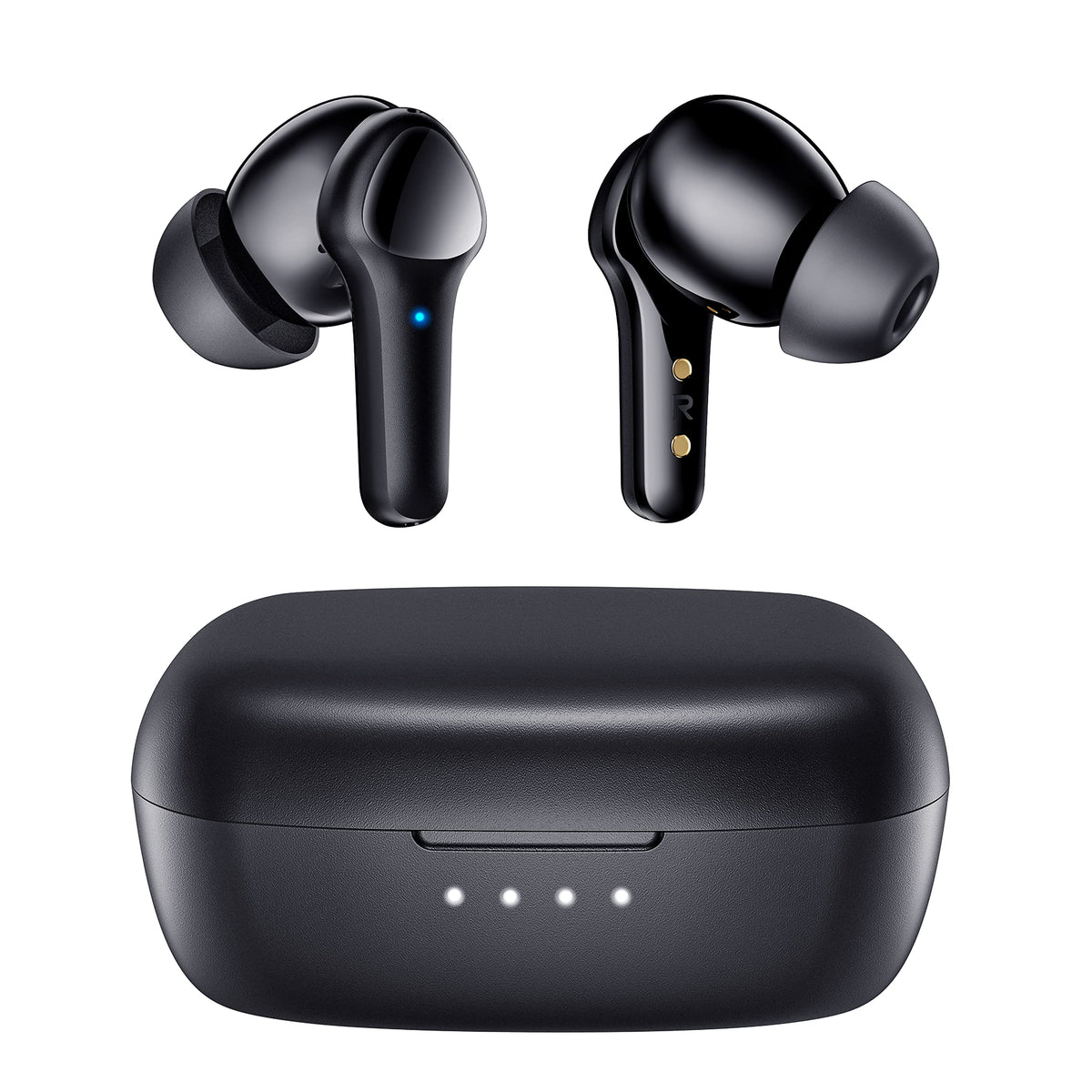 Xiwxi wireless earbuds inside the charging case showing quick pairing feature
