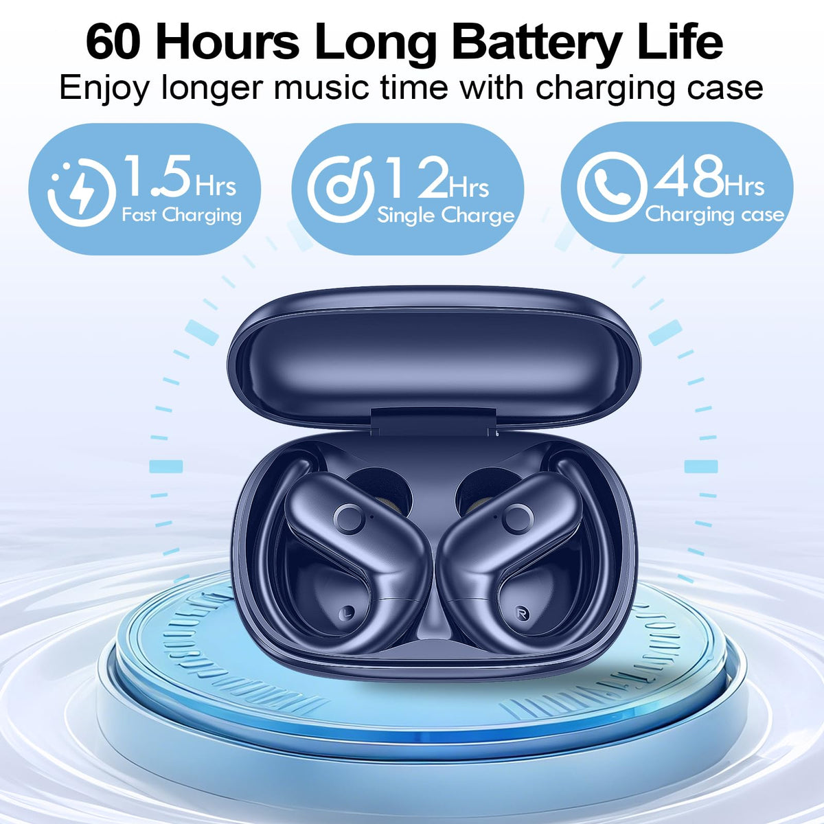 xiwxi earhook fitting over ear, demonstrates secure comfort during movement