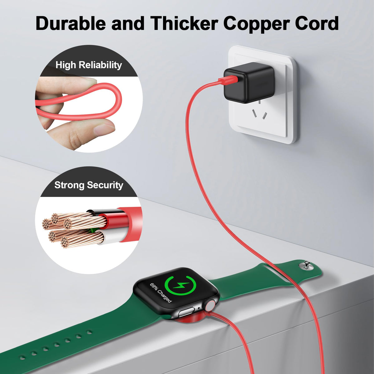 Xiwxi travel-friendly 3-3ft cable fits in bags for backup charging.