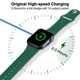 Xiwxi USB-C wireless watch charger in blue ideal for desk and travel.
