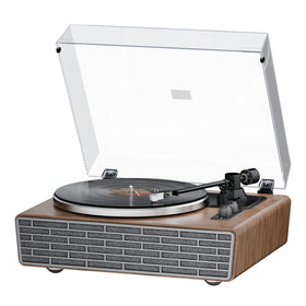 XJ-HOME all-in-one turntable with integrated speakers for easy setup