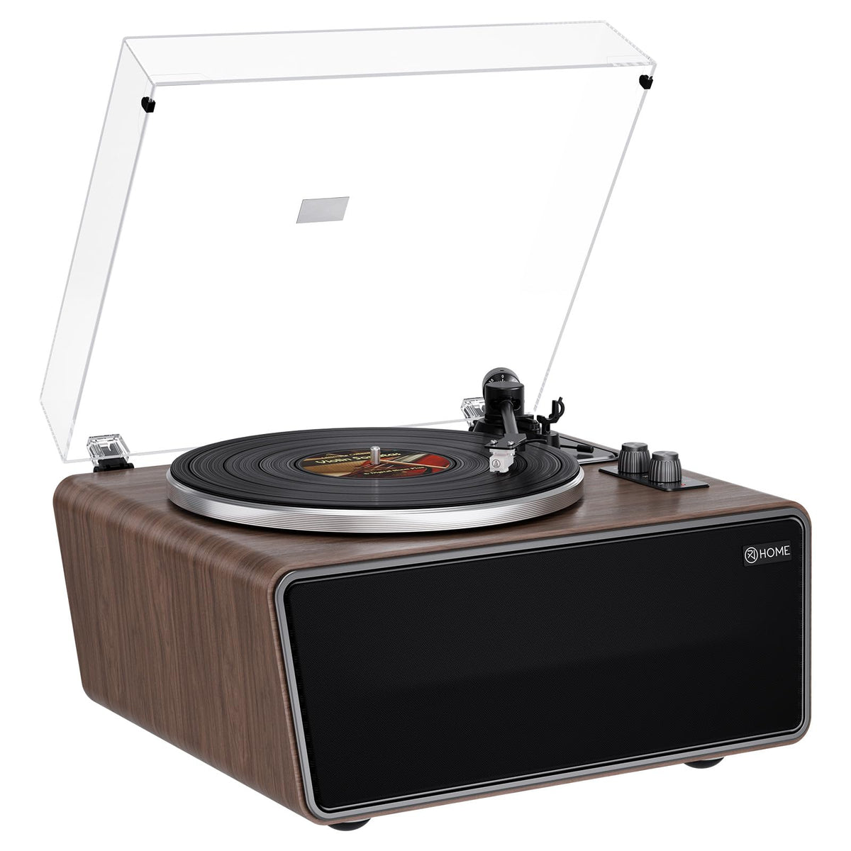 XJ-HOME All-in-One Turntable with dust cover for a clean listening setup.